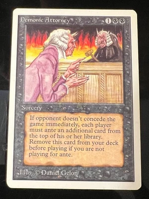 Magic the Gathering MTG Unlimited Demonic Attorney NM-  (Beta Bob) - Image 1 of 2