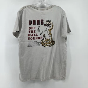 Vans Off The Wall Sounds Snake Graphic T-Shirt Med Slim Beige Mens Skater Emo - Picture 1 of 10