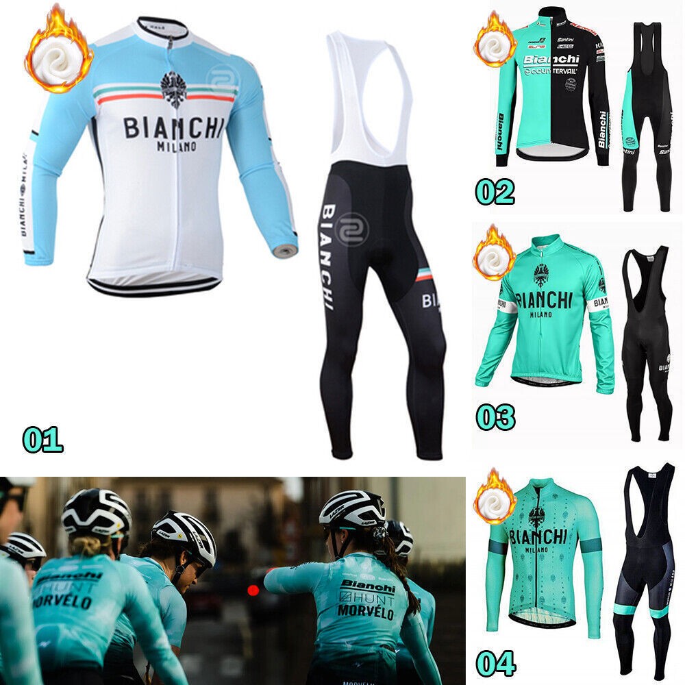 Tuta Ciclismo Invernale Uomo: Maglia Manica Lunga + Salopette Imbottita + Guanti Antivento + Mascherina, Antifreddo E Traspirante