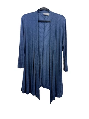 Cárdigan Chaqueta Azul Chico's Travelers Talla 2 (L) Frente Abierto Mujer Longline Foto 1 de 4