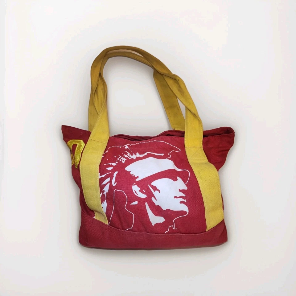 VICTORIA'S SECRET PINK LOVES USC TROJANS SHOULDER CANVAS TOTE BAG RED RARE SOCAL - Image 1 of 4