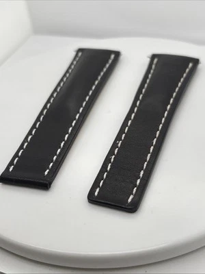 CORREA RELOJ PULSERA BREITLING 24MM/20MM CUERO NEGRO GENUINO SIN HEBILLA 442X Foto 1 de 2