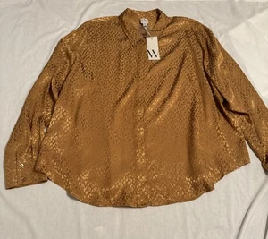 Camicia Worthington donna 3X blusa con bottoni stampa animalier metallizzata nuova con etichetta - Foto 1 di 13