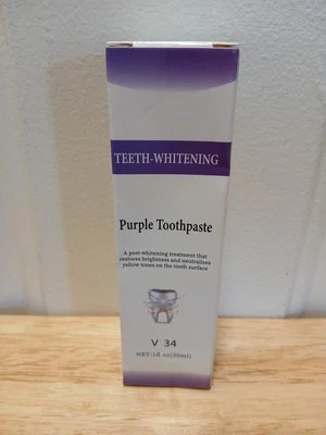 Creme dental roxo V34 corretor de cor dentes roxos clareador mancha dental 1 oz - Imagem 1 de 4