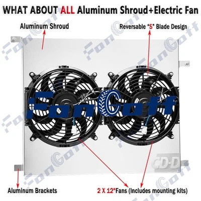 Fit 2005-2015 Toyota Tacoma 2.7L L4 4.0L V6 CC2802 Aluminum Shroud Electric Fan - Image 1 of 4