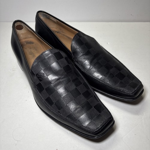 LOUIS VUITTON（LV） Mocassini Louis Vuitton neri in pelle damier US 12 5 UK 12 EU 46 scarpe $1200
