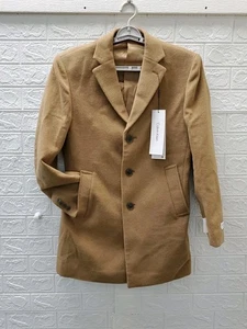 New Calvin Klein Prosper Wool Blend Slim Fit 3 Button Overcoat Tan Size 36 Short - Picture 1 of 9