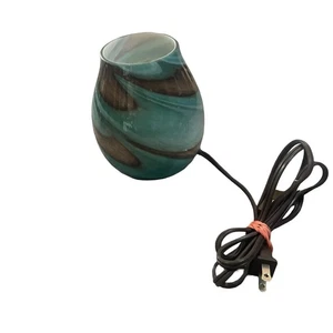 Intertek Electric Accent Lamp Art Glass Turquoise Brown Swirl 6 inch Night light - Picture 1 of 5