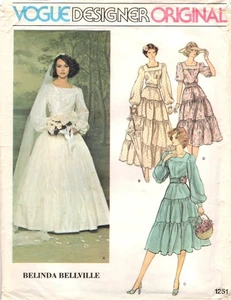 VESTIDO DE NOVIA Belinda Bellville, velo Talla 10 VOGUE 1251 patrón de costura SIN CORTAR AÑOS 70 - Imagen 1 de 4