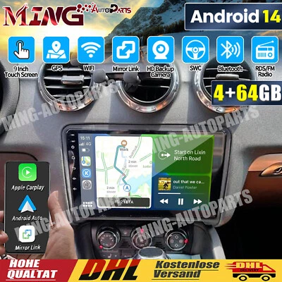 DAB+ 4+64G Für Audi TT MK2 8J 2006-2014 Android14 Autoradio GPS Carplay WIFI SWC - Bild 1 von 4