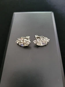 Vintage Strass Clipon Ohrringe mit Marquis Form Strass - Bild 1 von 12