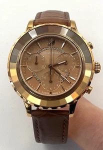 Swarovski Watch Octea Lux Chrono Brown Leather Strap 5632260 - Picture 1 of 5