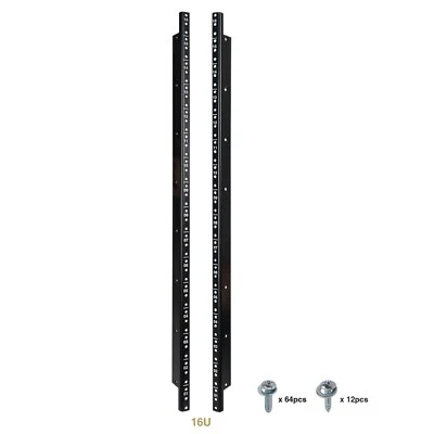 Sound Town 2-pack 16U Rack Rails, Black Powder Finish, with Screws (ST-RR-16U)