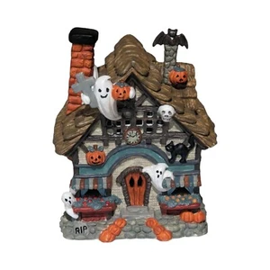Spooky Hollow Porcelain Lighted Haunted Halloween House w/ Cord & Bulb In Box - Picture 1 of 16