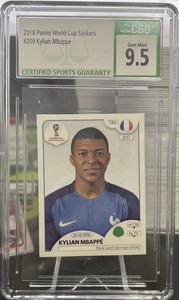 2018 Panini World Cup Stickers Kylian Mbappe #209 CSG 9.5 Gem Mint Black Back