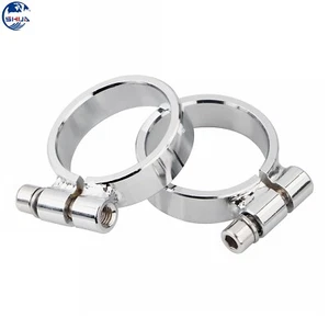 Chrome Wide Aircraft-Style Exhaust Clamps for Harley Sportster Models 1957-1985 - Picture 1 of 11