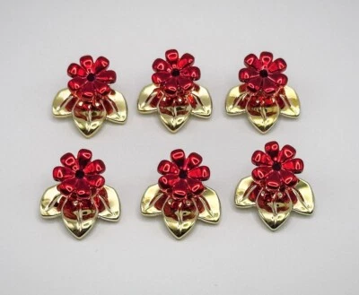 Lego Chrome Gold/Red Plant Leaves and Flowers 32607, 32606 x6 New!! - Image 1 of 4