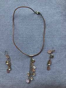 Oasis Vintage 1990s Gold tone Disc Thong necklace And Matching Dangly Earrings - Picture 1 of 5