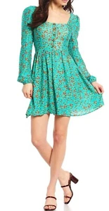 C & V  by Anthropologie Cottage Fit & Flare Floral Turquoise orange Dress  Small - Picture 1 of 8