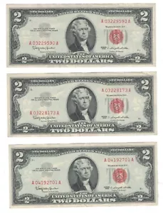 ** 1963 $2 TWO DOLLARS RED SEAL FR-1513/PRICE FOR EACH NOTE. ** - Picture 1 of 4