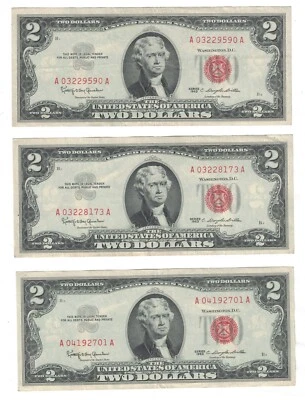 ** 1963 $2 TWO DOLLARS RED SEAL FR-1513/PRICE FOR EACH NOTE. ** - Image 1 of 4