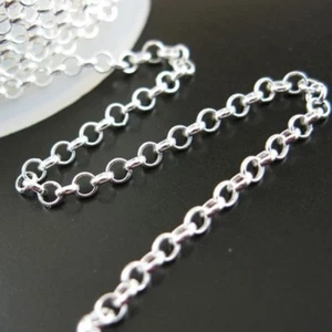Cadena Rolo de plata esterlina por el pie - Cadena Rolo para hacer joyas de 2 mm al por mayor - Imagen 1 de 4