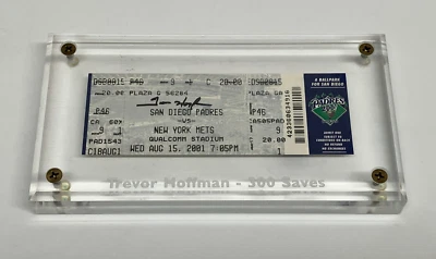 Trevor Hoffman San Diego Padres Signed Auto 300th Save Ticket August 15, 2001 - Image 1 of 4