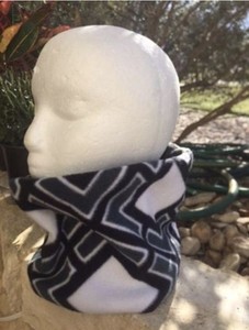 Unisex Double Layered Neck Gaiter Warmer ~ Midnight Blue Geometric