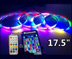 17.5"DOUBLE ROW LEDs Remote+Bluetooth Multi-function CHASING Wheel Rings Lights - Foto 1 di 12