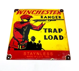 Letrero de porcelana Winchester Ranger Trap Load Staynless escopeta munición de caza - Imagen 1 de 11