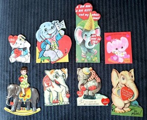 8 Vintage Elephant Valentine Card Lot Mechanical Stand-up Charles Twelvetrees 