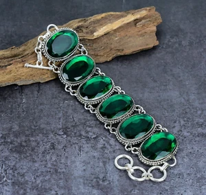 Beautiful Chrome Diopside Gemstone Handmade 925 Sterling Silver Jewelry Bracelet - Picture 1 of 5