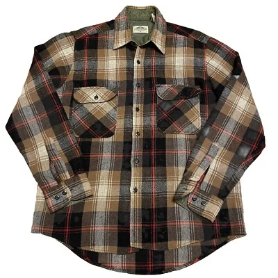 Vintage 90s Fieldmaster Flannel Button Shirt Size Medium Brown Plaid Outdoors - Image 1 of 4