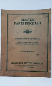 1933 Master Parts Price List for Cherolet Six Cylinder Models-Original - Picture 1 of 4