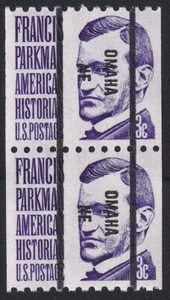 1297b MNH OG 3c Francis Parkman Bureau Precancel “Omaha NE CA” PSS-81,Coil Pair - Picture 1 of 1