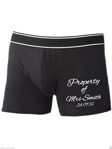 Personalised Custom Mens Boxer Shorts Underwear Pants Groom Stag Wedding Gift  - Picture 1 of 3