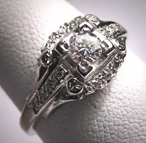 1,85 ct Moissanit Vintage Art Deco Damen Ausgefallen Schmuck Ring Argentium Silber - Bild 1 von 4