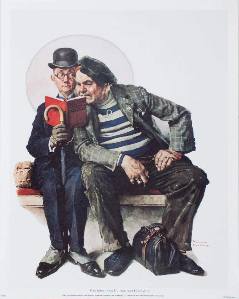 NORMAN ROCKWELL The Interloper 15" x 12" Poster 1993 Realism Brown - Image 1 of 1