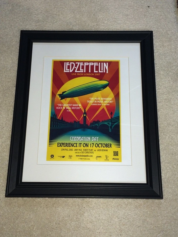 Framed Led Zeppelin Celebration Day 2007 Concert Poster, London O2,  14" x 17" - Image 1 of 1