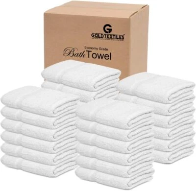 Economy Cotton Blend Towels 22x44 Inches Soft & Durable for Hotel Spa Beach Whte - Image 1 of 4