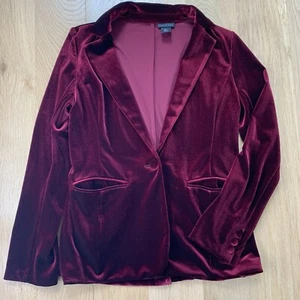 Tahari Velvet Blazer Jacket Ruby Burgundy Size Large Cocktail Holiday Party - Picture 1 of 10