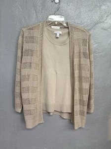 Charter Club Sweater/Tank Set Beige Sweater-size medium Tank-size small - Picture 1 of 13