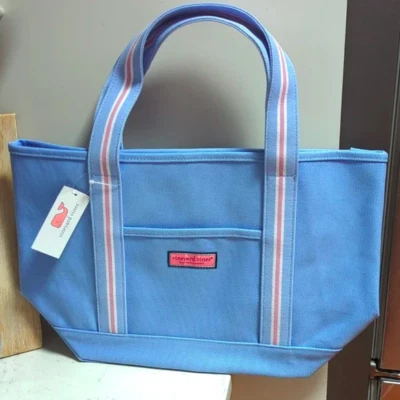 NWT Vineyard Vines Striped Canvas Tote Bag Blue Summer Beach - Image 1 of 4