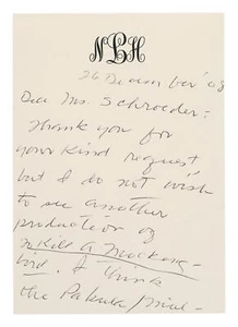 HARPER LEE signierter Brief - Autor / TO KILL A MOCKINGBIRD - 2x 10"x6" Nachdruck - Bild 1 von 2