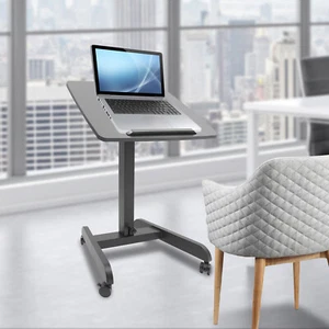 Laptop Rolling Desk Height / Angle Adjustable Freestanding Mobile Table Bed Side - Picture 1 of 13