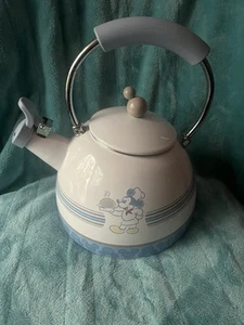 Vintage Mickey Mouse Pfeifkessel CHEF MICKEY Maus blau Emaille Teekessel - Bild 1 von 5