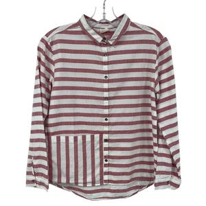 Zara Girls Casual Collection White Red Striped Long Sleeve Button Down 11/12 - Picture 1 of 4