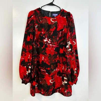 Nuevo con etiquetas Mini Vestido Vivienne Tam Abstracto Rojo Cambio Mangas Largas Globo Talla 4 Foto 1 de 4