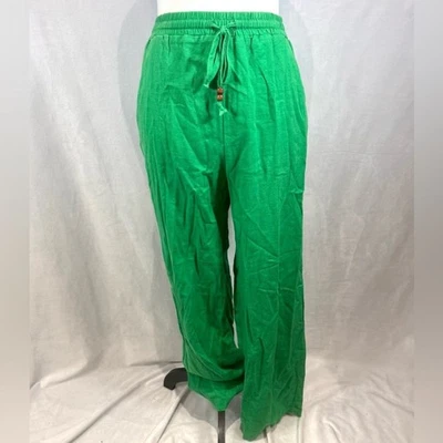 Love Tree Kelly green linen blend wide leg pants size medium - Image 1 of 4