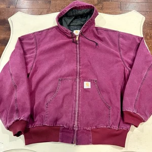 Vintage 1990’s Carhartt Full Zip Hoodie 2XL Canvas Jacket Burgundy Wine Red - Bild 1 von 12